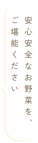 安心安全なお野菜を、ご堪能ください